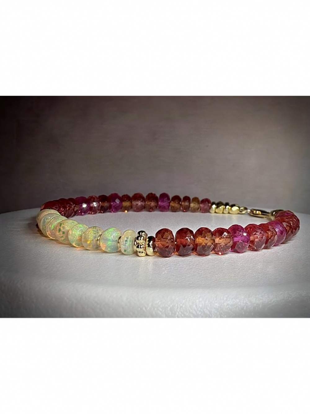 ✨ One of a Kind ✨ Luxury Padparadscha Sapphire & Ethiopian Opal Bracelet